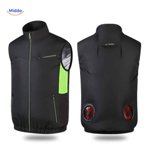 cooltop werkvest zwart met dubbele ventilatoren en sportdesign www.middo.nl