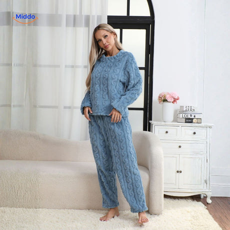cosyluxe pyjama set antraciet grijs winter loungewear www.middo.nl