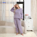 cosyluxe pyjama set blauw zachte fleece met lange mouwen www.middo.nl