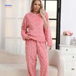 cosyluxe pyjama set roze zachte fleece comfortabel en warm www.middo.nl