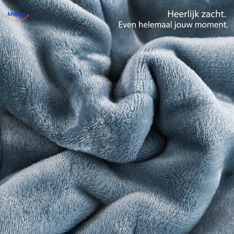 Close-up van de zachte staalblauwe CozyFleece flanelstof