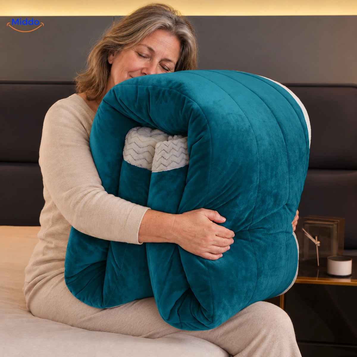 CozyFleece pluche deken petrolblauw met zachte fleecezijde
