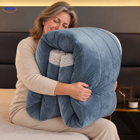 CozyFleece pluche deken staalblauw met zachte fleecezijde