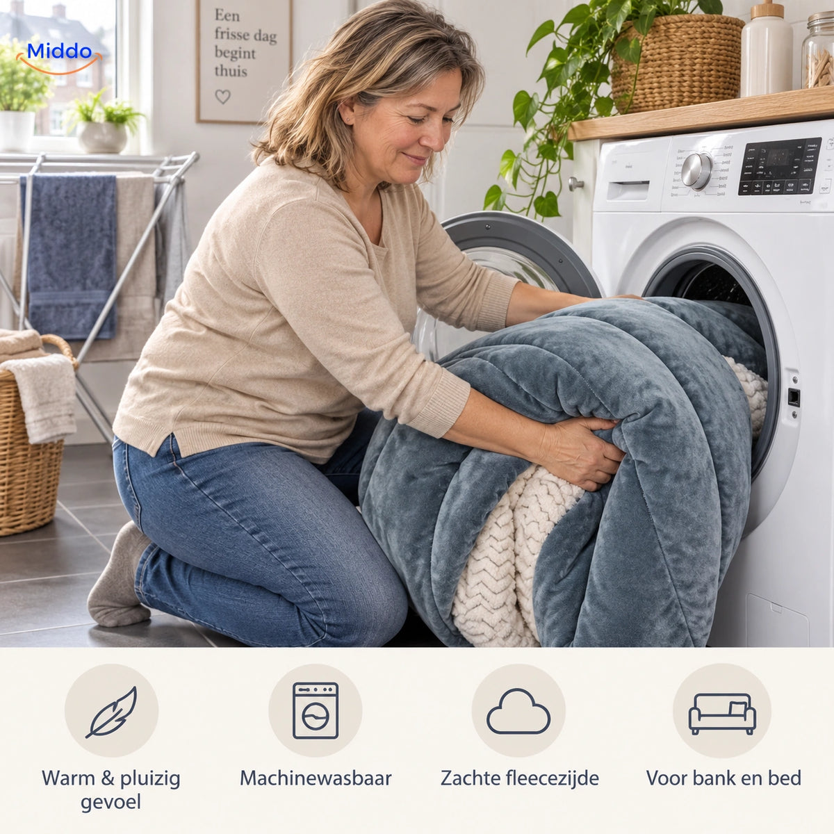 CozyFleece pluche deken wassen in de wasmachine met zachte fleecezijde