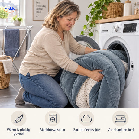 CozyFleece pluche deken wassen in de wasmachine met zachte fleecezijde