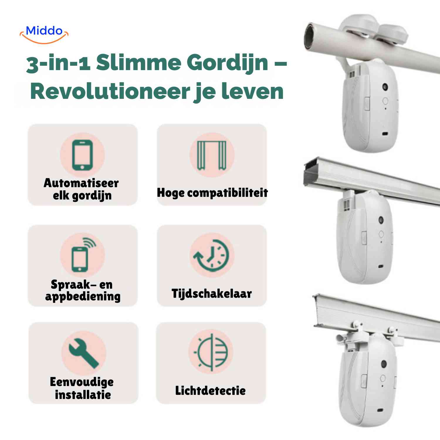 curtana gordijnmotor 3 in 1 smart gordijnmotor met app spraak en lichtsensor www.middo.nl
