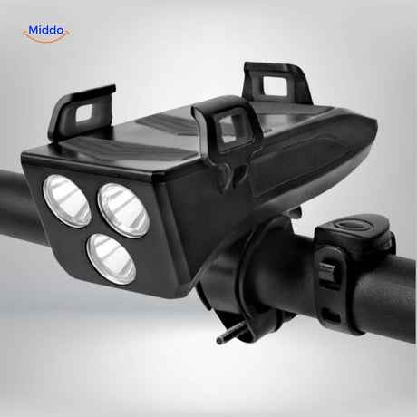 cyclomax fietsgadget telefoonhouder powerbank licht claxon op fiets www.middo.nl