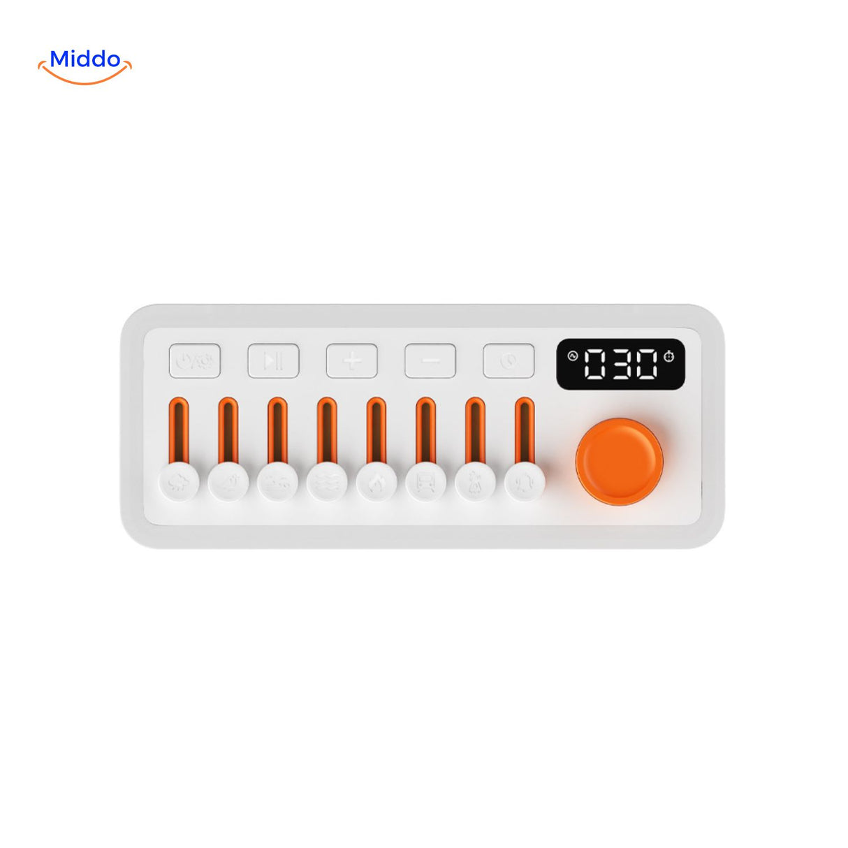 dreamglow speaker bediening met geluidsregelaars en helder display www.middo.nl