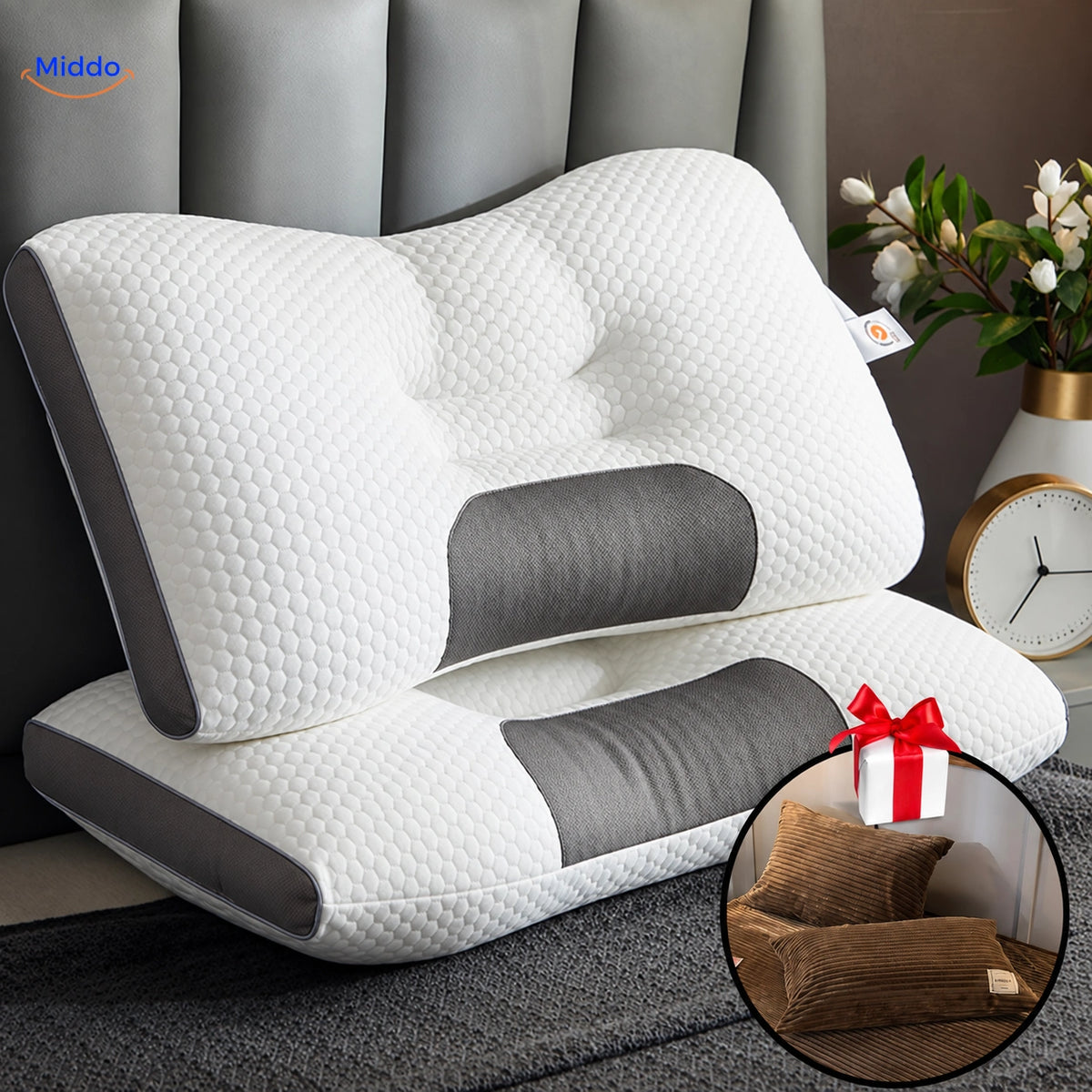 DreamGuard Pro honingraatkussen met 2 gratis kussenslopen – Bruin