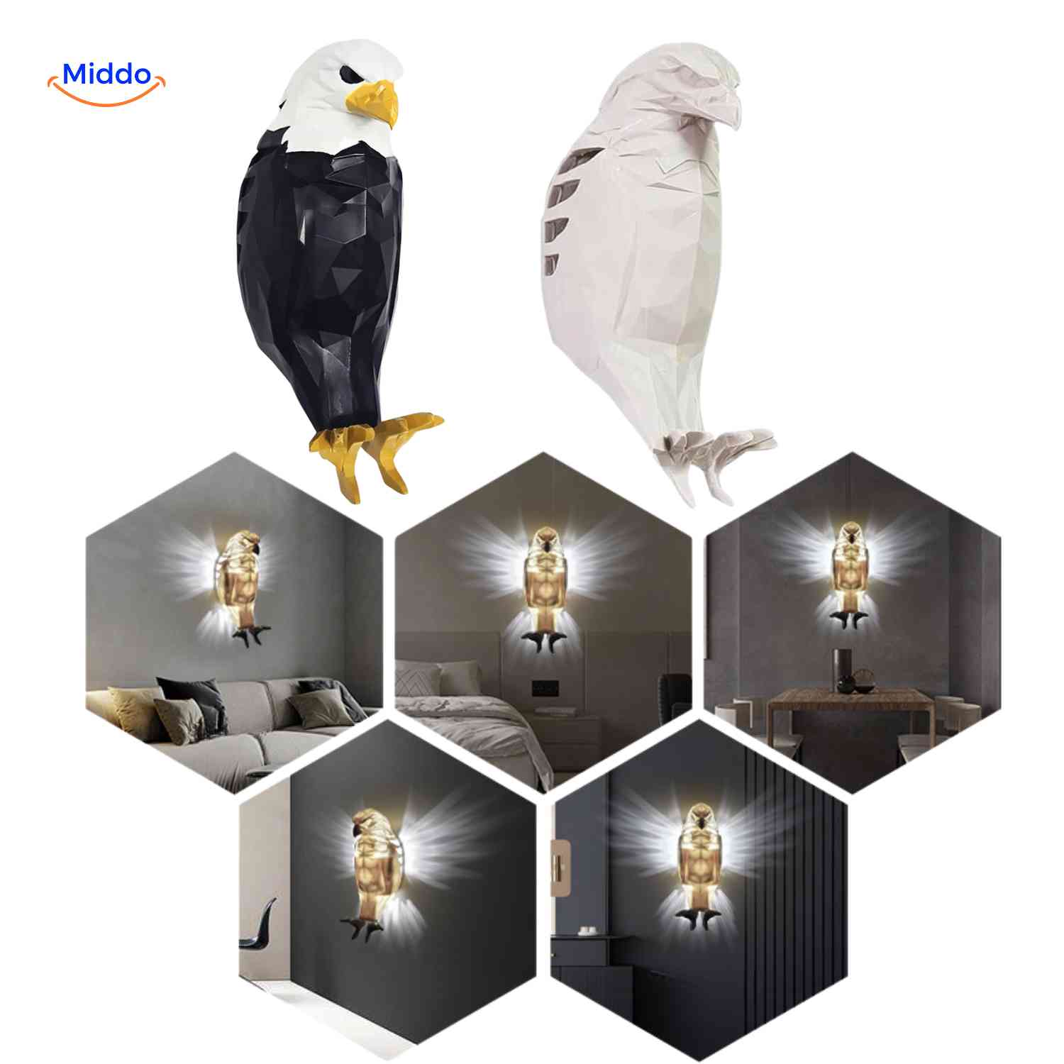 eagleglow wandlamp multicolor adelaar led verlichting voor slaapkamer www.middo.nl