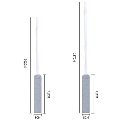 Uitgeschoven afmetingen van EasyClean uitschuifbare stofdoek
