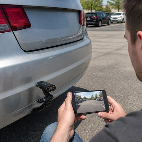 EasyCam Pro gemonteerd op auto – live beeld op smartphone via wifi