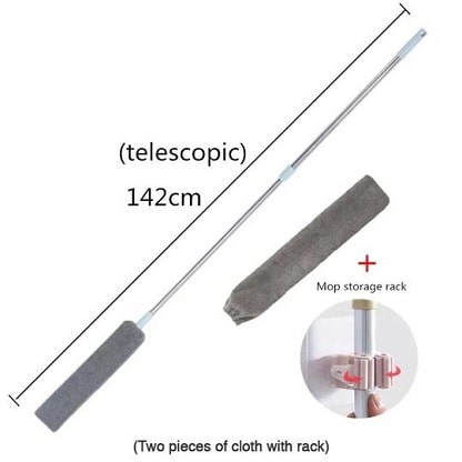 Telescopische stofdoek van 142 cm met accessoires.
