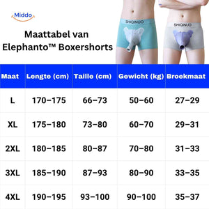 elephanto boxershort maattabel olifant onderbroek man www.middo.nl