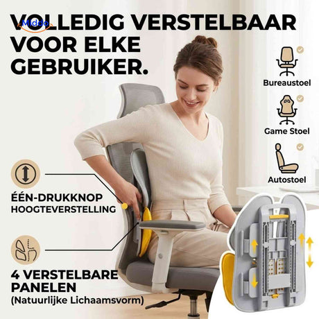 ergorest rugsteunkussen volledig verstelbare lendensteun www.middo.nl