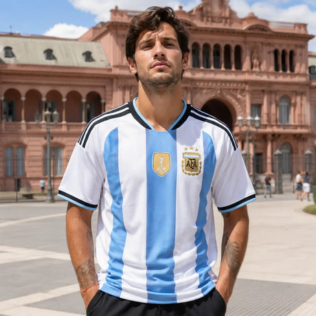 FIFA WK 2026 supportersshirt Argentinië lichtblauw wit voetbalshirt voor heren