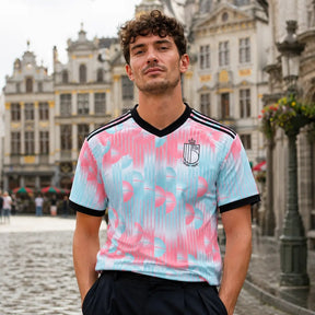 FIFA WK 2026 supportersshirt België blauw roze voetbalshirt voor heren