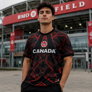 FIFA WK 2026 supportersshirt Canada zwart rood voetbalshirt voor heren