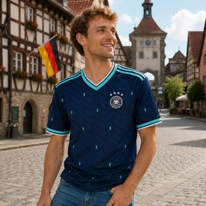 FIFA WK 2026 supportersshirt Duitsland donkerblauw voetbalshirt voor heren
