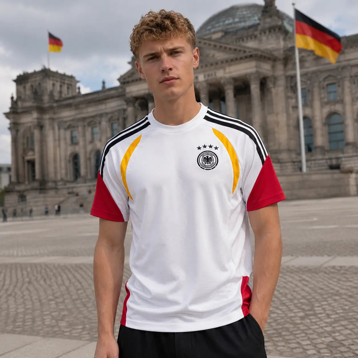 FIFA WK 2026 supportersshirt Duitsland wit rood geel voetbalshirt voor heren