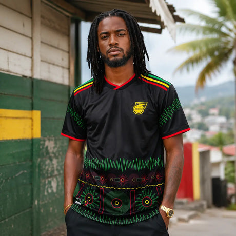 FIFA WK 2026 supportersshirt Jamaica zwart groen voetbalshirt voor heren