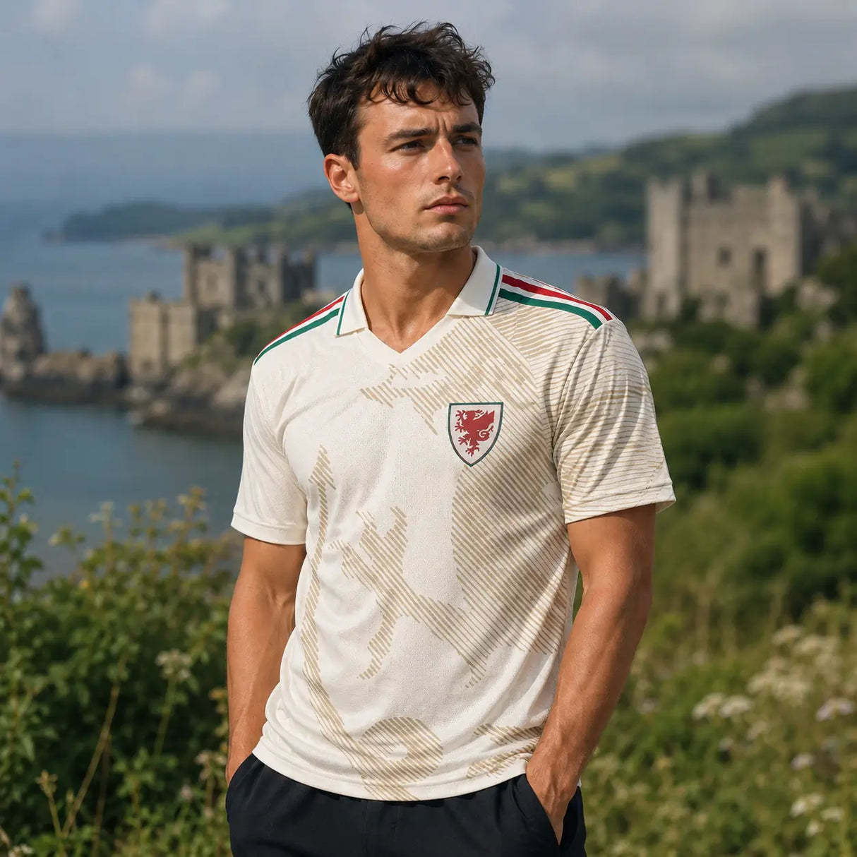 FIFA WK 2026 supportersshirt Wales crème voetbalshirt voor heren