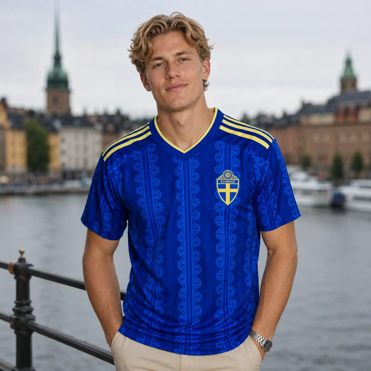 FIFA WK 2026 supportersshirt Zweden blauw voetbalshirt voor heren