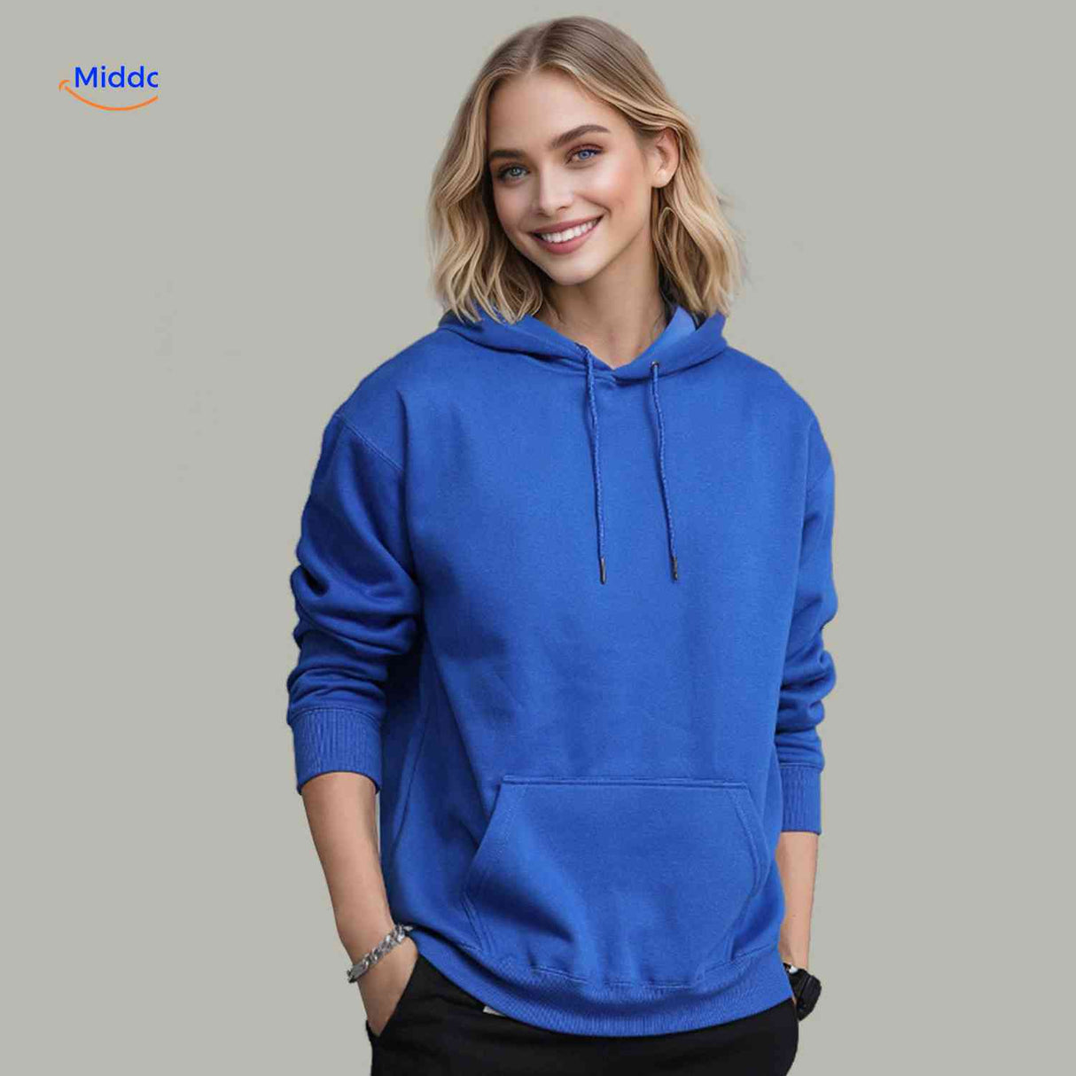 fleecora hoodie blauwe hoodie dames model www.middo.nl
