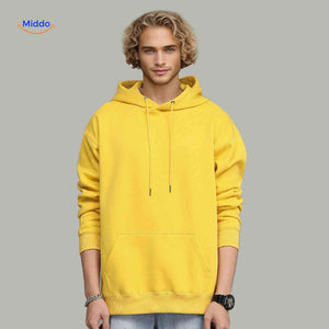 fleecora hoodie gele hoodie heren model www.middo.nl