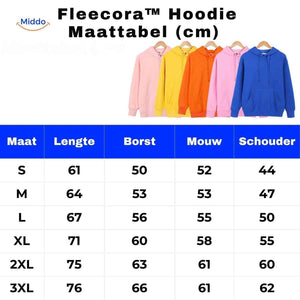 fleecora hoodie maattabel hoodie maten overzicht www.middo.nl