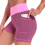 FlexFit™ | Ademend Hoge Taille Jacquard Yoga Shorts voor Dames, Liftend & Comfortabel