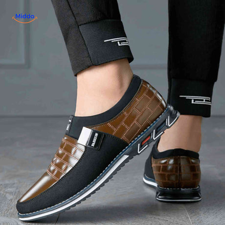 flexibele heren slip on schoenen lichtgewicht antislip rubberen zool comfort pasvorm www.middo.nl