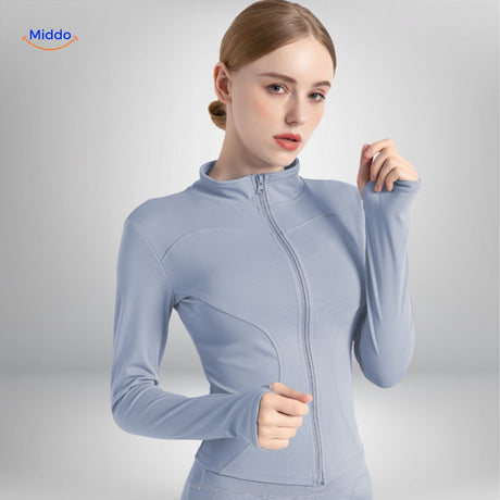 flexifit pro yoga jas blauw dames sportieve fit www.middo.nl