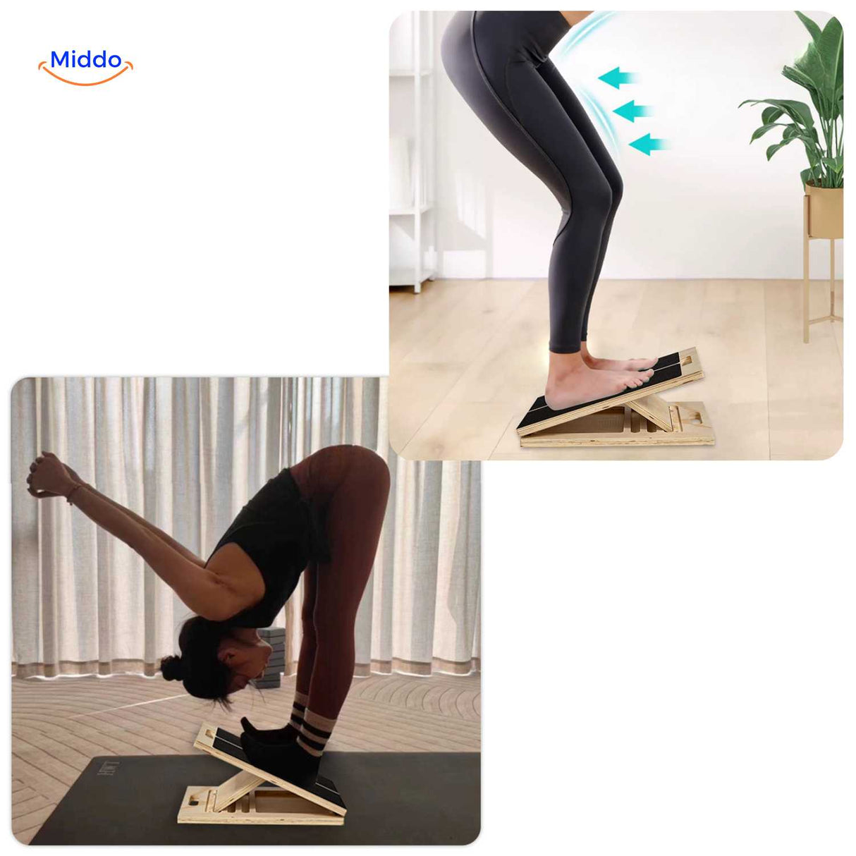 flexiplank stretchbord voor fitness en diepe vooroverbuiging yoga www.middo.nl
