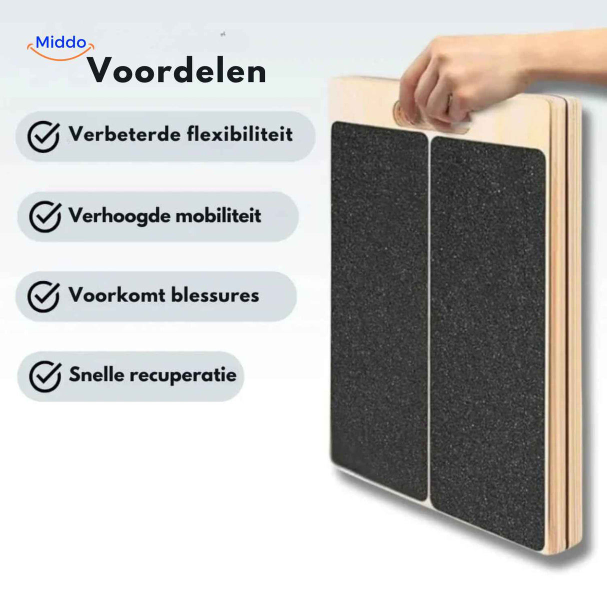 flexiplank stretchbord voordelen zoals flexibiliteit mobiliteit en sneller herstel www.middo.nl