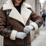 furvia jas close up details leerlook met bontkraag www.middo.nl