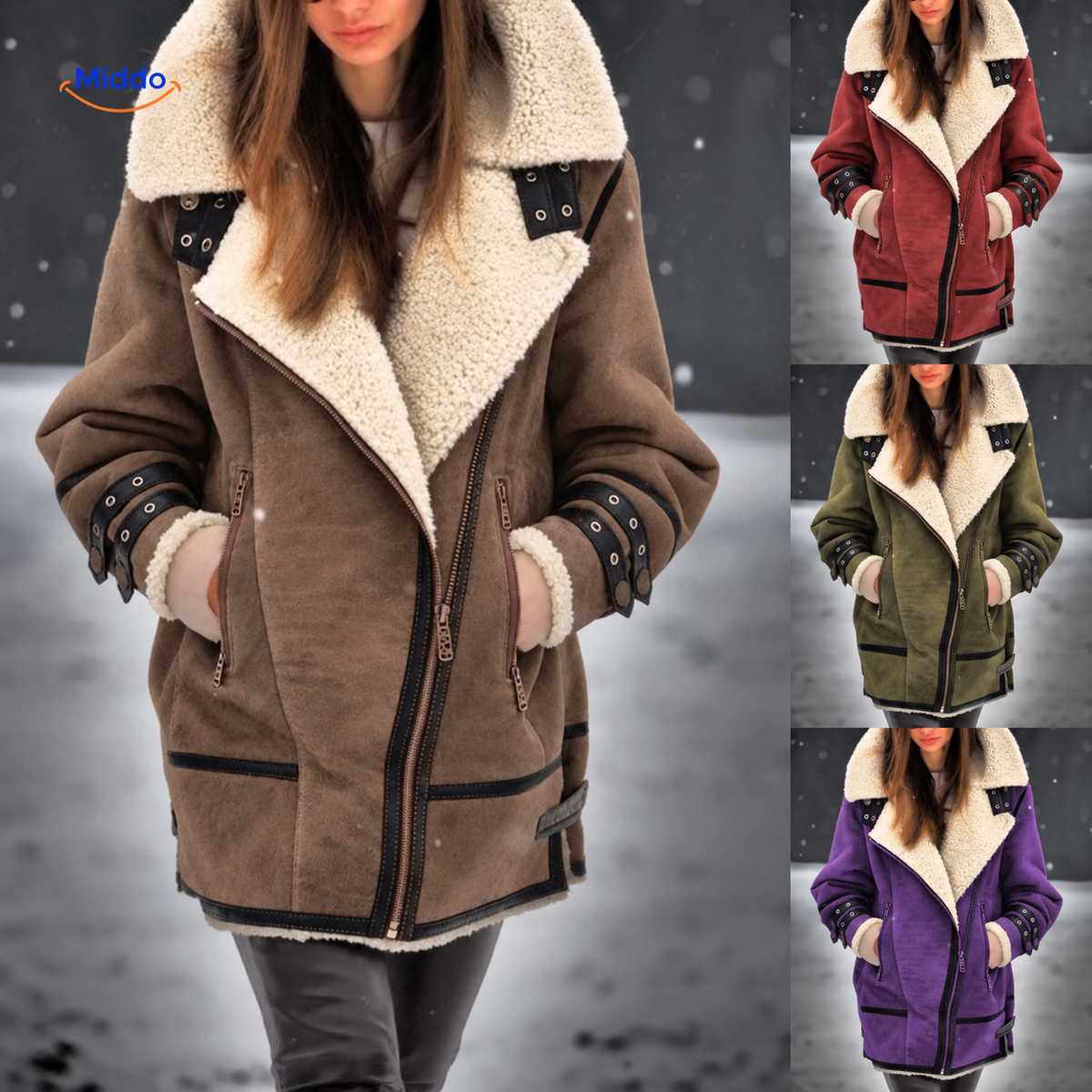 furvia jas warme imitatiebont verschillende kleuren damesjas www.middo.nl