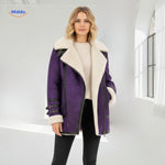 furvia jas paars closeup warme winterjas www.middo.nl