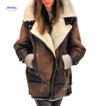furvia jas warme imitatiebont lange damesjas bruin www.middo.nl
