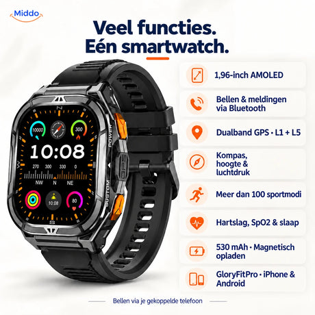 Galaxy Armor X5: overzicht van AMOLED, Bluetooth-bellen, GPS, sportmodi, welzijnsmetingen en 530 mAh-accu