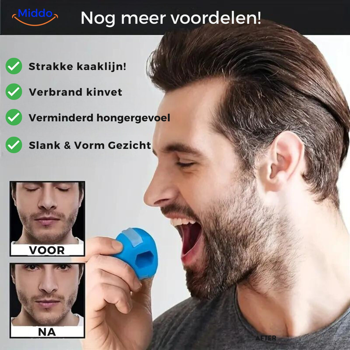 Voordelen van de KaakMaster Pro kaaktrainer voor een strakkere kaaklijn.