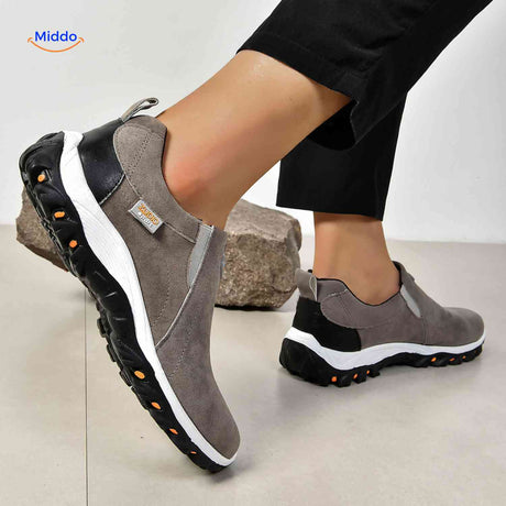 grijze heren sneakers zonder veters stridex casual comfortabele pasvorm www.middo.nl