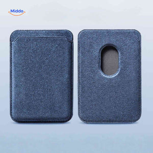 grijze magnetische telefoon portemonnee met vingeruitsparing minimalistisch slank accessoire www.middo.nl