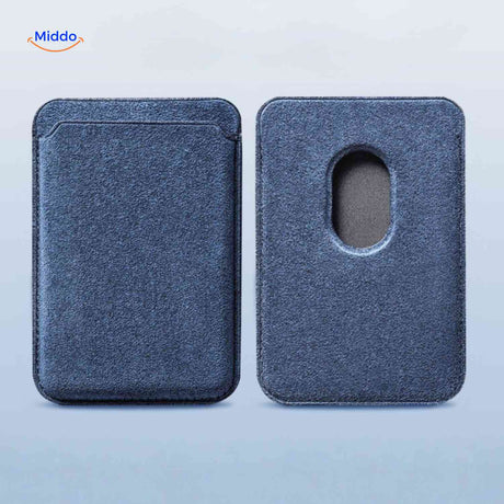 grijze magnetische telefoon portemonnee met vingeruitsparing minimalistisch slank accessoire www.middo.nl