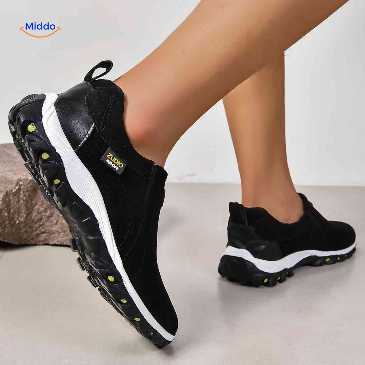 grijze stridex heren schoenen op voet gedragen casual outfit combinatie www.middo.nl