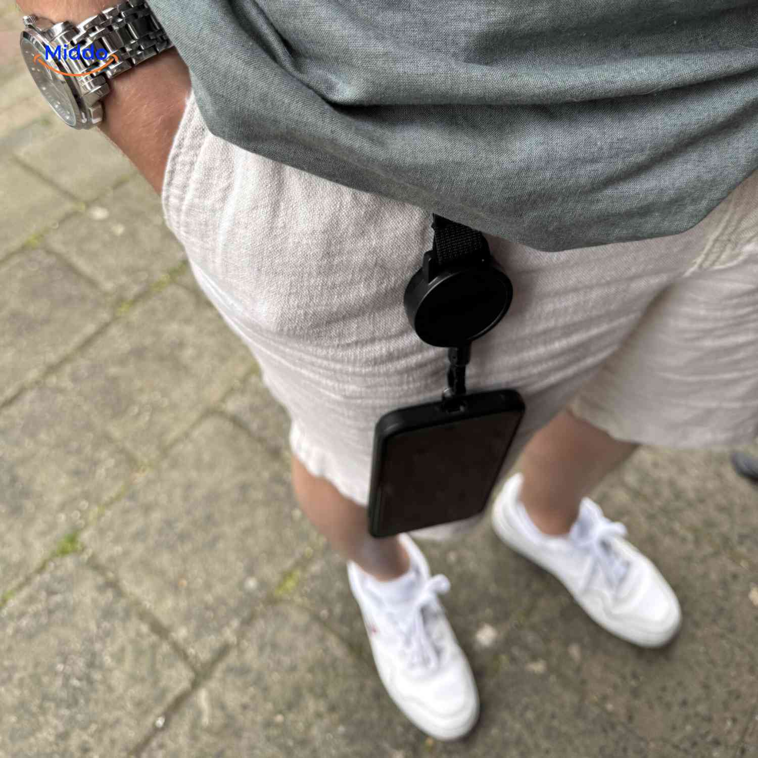 griplock houder anti diefstal houder met telefoon aan riem www.middo.nl