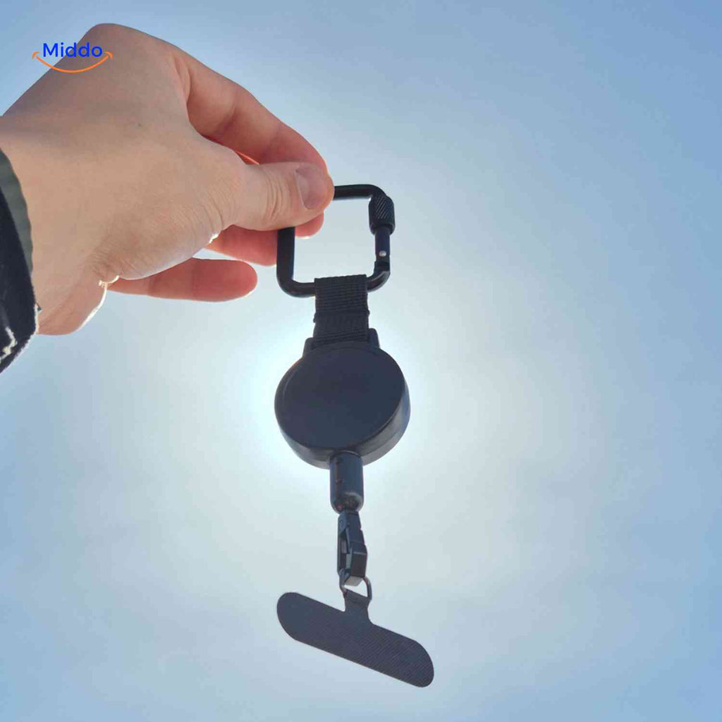 griplock houder telefoonhouder aan broek met karabijnhaak www.middo.nl