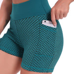FlexFit™ | Ademend Hoge Taille Jacquard Yoga Shorts voor Dames, Liftend & Comfortabel
