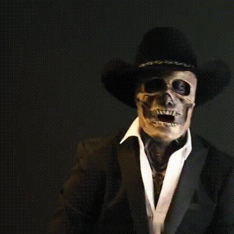 Realistisch Halloween kostuum met hoed en draaiend hoofd