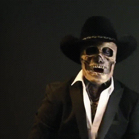 Realistisch Halloween kostuum met hoed en draaiend hoofd